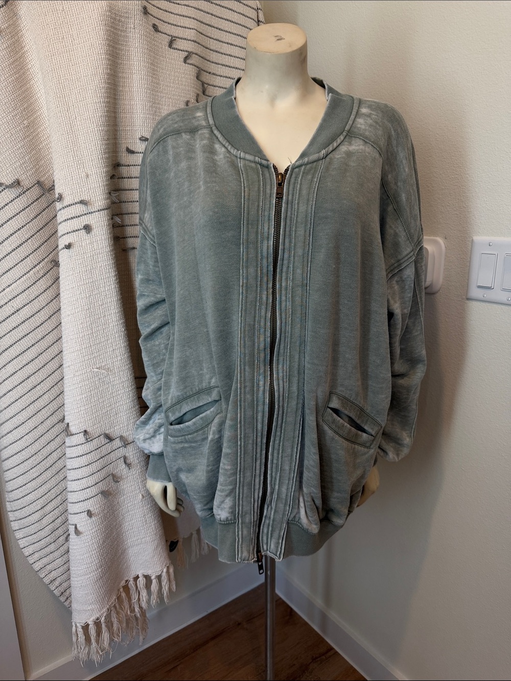 We The Free- Washed Sage Green Zip-Front Women's Jacket